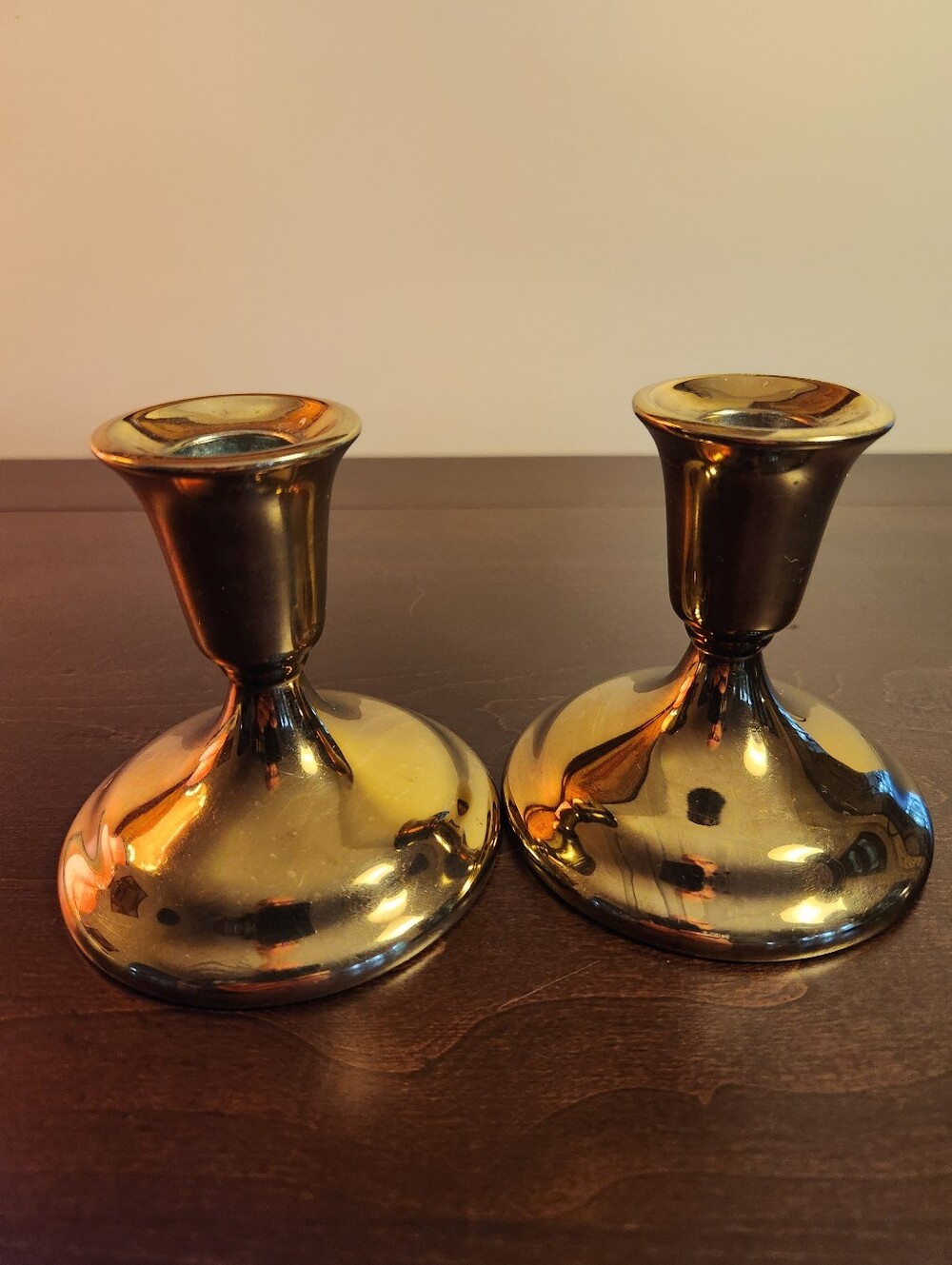 Vintage International Silver Co. Gold-Tone / Brass-Plated Candlestick Holders
